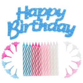 Party Time JGO. 24 VELAS ANIVERSARIO+DECO avec décoration HAPPY BIRTHDAY