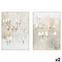 Home ESPRIT Toile Oiseaux Scandinave Blanc Beige Gris Doré (2 Unités)