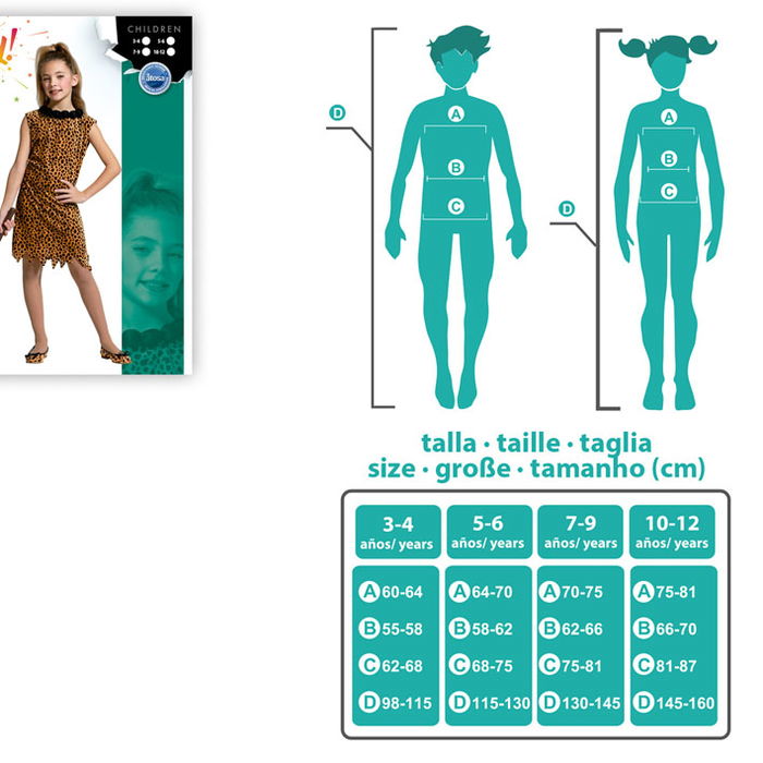 Déguisement Préhistorique de Caverne pour Fille, Taille 3-4 Ans, pour Carnaval et Fête - Costume Enfant