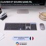 Bluestork Pack GRAPHEME 3 - Ensemble Clavier AZERTY et Souris sans fil - Noir et gris