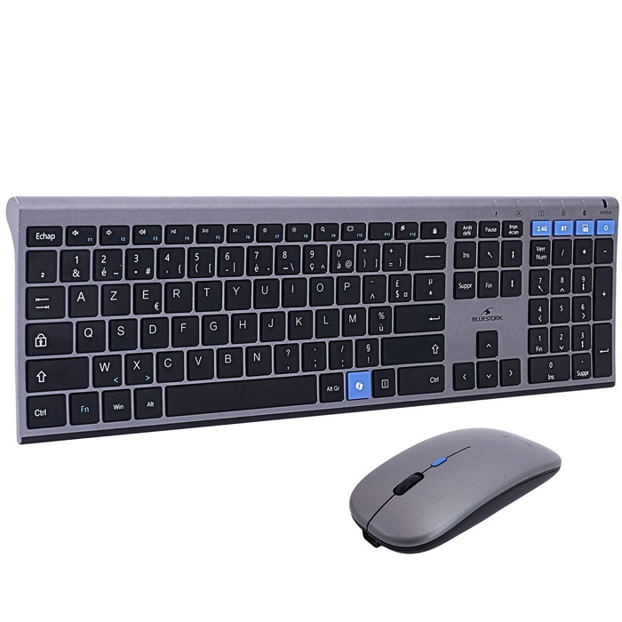Bluestork Pack GRAPHEME 3 - Ensemble Clavier AZERTY et Souris sans fil - Noir et gris Bluestork Pack GRAPHEME 3 - Ensemble Clavier AZERTY et Souris sans fil - Noir et gris