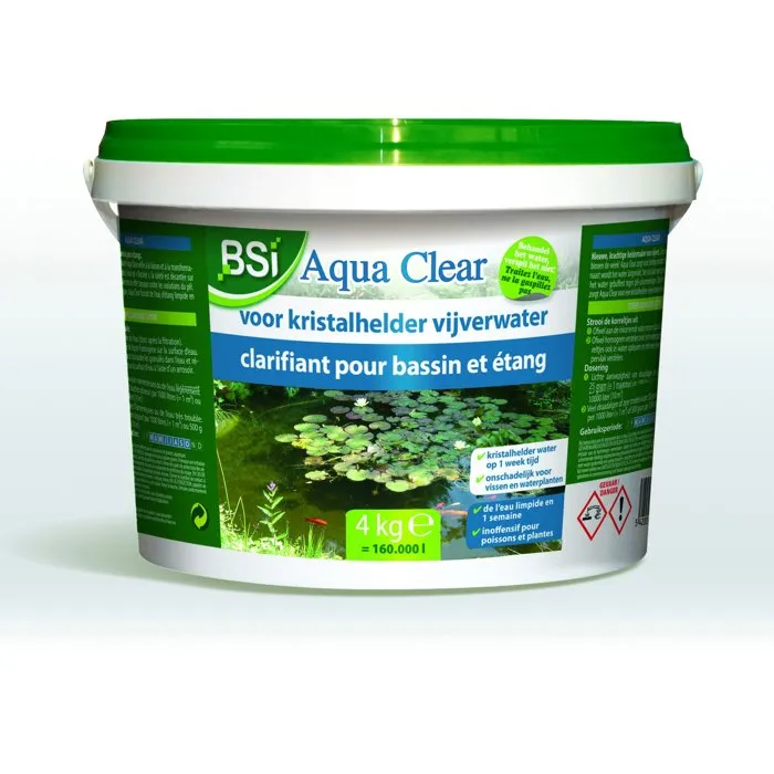 BSI Aqua Clear 4 kg Clarifiant pour Bassin et Étang - Eau Verte et Trouble - Traitement Intensif BSI Aqua Clear 4 kg Clarifiant pour Bassin et Étang - Eau Verte et Trouble - Traitement Intensif