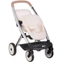 Smoby Maxi Cosi Poussette double pour jumeaux beige, sièges réglables, roues multidirectionnelles silencieuses, grand bac de rangement, à partir de 3 ans
