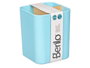Berilo Organiseur carré 3 compartiments bleu en bambou et plastique 9x11x9 cm (Set de 6)
