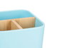 Berilo Organiseur carré 3 compartiments bleu en bambou et plastique 9x11x9 cm (Set de 6)