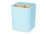 Berilo Organiseur carré 3 compartiments bleu en bambou et plastique 9x11x9 cm (Set de 6)