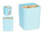 Berilo Organiseur carré 3 compartiments bleu en bambou et plastique 9x11x9 cm (Set de 6)