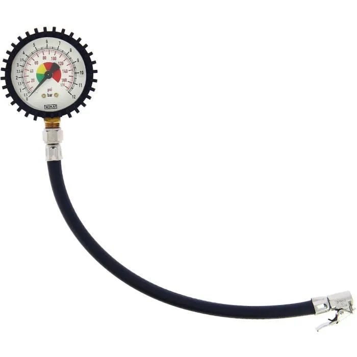 Powertrac Contrôleur de pression 12 bars PRECISION STEEL Manomètre à aiguille avec protection antichoc ABS