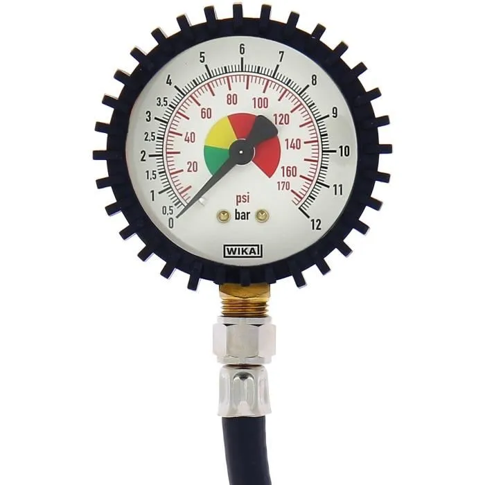 Powertrac Contrôleur de pression 12 bars PRECISION STEEL Manomètre à aiguille avec protection antichoc ABS