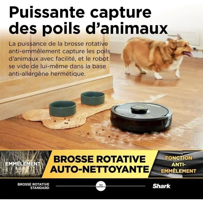 Shark RV2620WAEU Aspirateur Robot Laveur auto-vidant 2-en-1 Matrix Plus - Nettoyage des coins, couverture optimale, autonomie 110 min