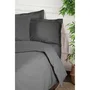 Parure de lit 100% coton renforcé king - Housse de couette 220 x 240 cm + 2 taies d'oreiller 60 x 60 cm - Anthracite
