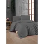 Parure de lit 100% coton renforcé king - Housse de couette 220 x 240 cm + 2 taies d'oreiller 60 x 60 cm - Anthracite
