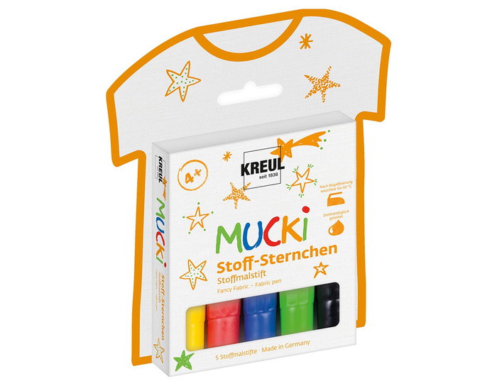 Kreul Set de 5 feutres MUCKI PIRATE pour textile Kreul Set de 5 feutres MUCKI PIRATE pour textile
