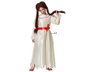 Déguisement Halloween Fille 7-9 Ans, Costume Porcelaine Poupée Blanche à Volants et Ceinture Rouge, Composition Polyester, Fermeture Velcro