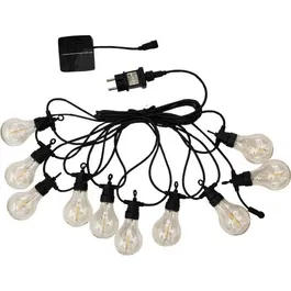 Lumisky - Guirlande lumineuse extérieure PARTY CLEAR HYBRID, 7.5 m, 10 globes, LED blanc chaud, solaire et secteur