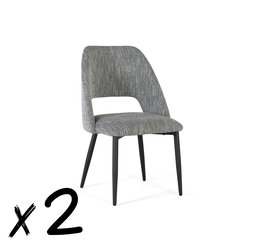 GINER Y COLOMER Lot de 2 chaises en tissu gris et métal