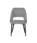 GINER Y COLOMER Lot de 2 chaises design en tissu gris avec structure en bois et pieds en métal noir - Dimensions (LxPxH): 57x52x91 cm