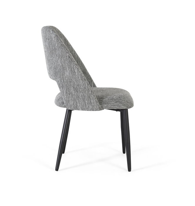 GINER Y COLOMER Lot de 2 chaises design en tissu gris avec structure en bois et pieds en métal noir - Dimensions (LxPxH): 57x52x91 cm