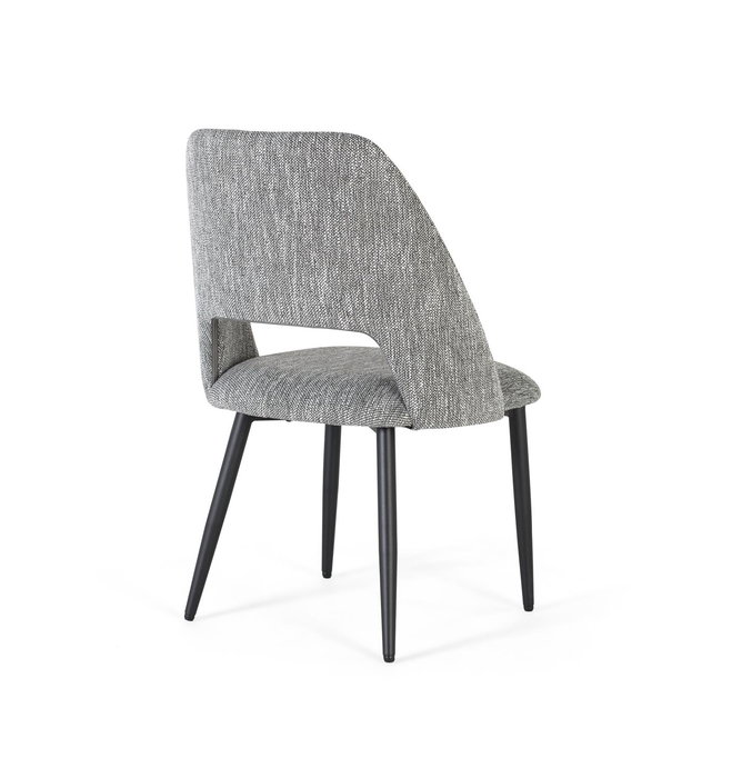 GINER Y COLOMER Lot de 2 chaises design en tissu gris avec structure en bois et pieds en métal noir - Dimensions (LxPxH): 57x52x91 cm