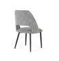 GINER Y COLOMER Lot de 2 chaises design en tissu gris avec structure en bois et pieds en métal noir - Dimensions (LxPxH): 57x52x91 cm