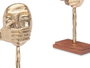 Giftdecor Figurine Métal Main Bouche Dorée avec Support Bois 17x33x10 cm (Set de 6)