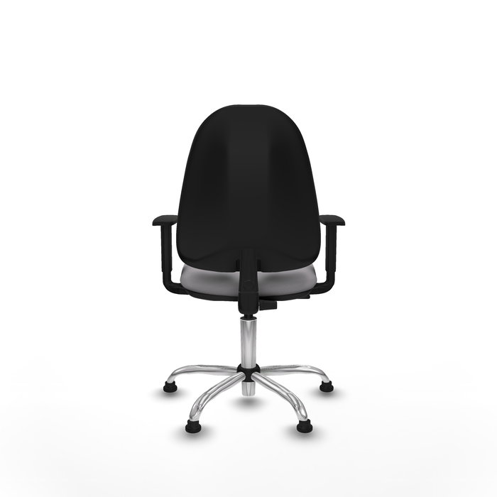 Chaise Algarra Contact permament de base Cuir écologique Gris Structure chromée Accoudoir 1D Sans appui-tête Patins de chaises