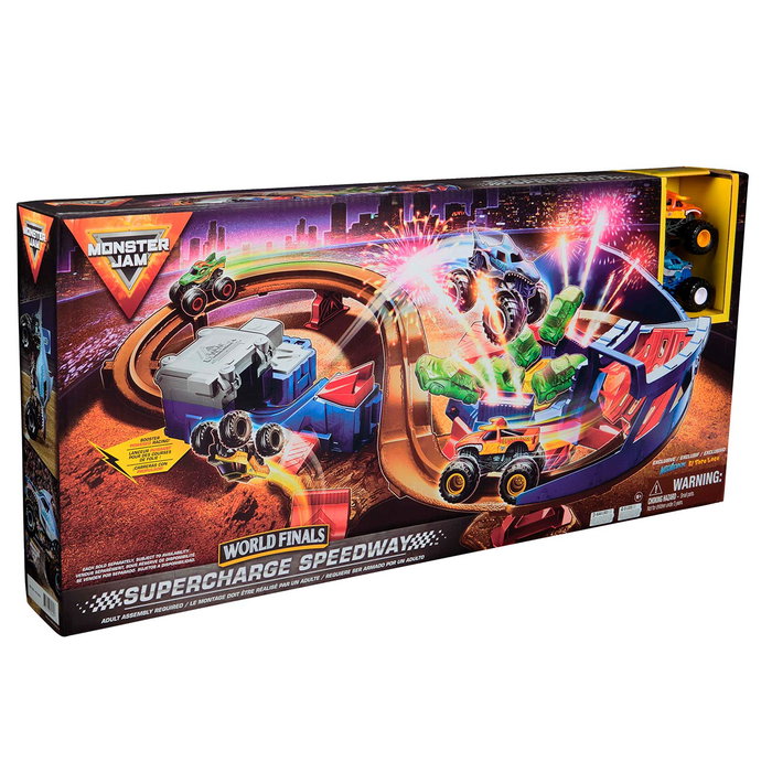 Spin Master Monster Jam Piste Supercharger Circuit 8 avec Éclairage - Camion Monstre Jouet 1:64 pour Enfants 5 Ans et Plus - 6071089
