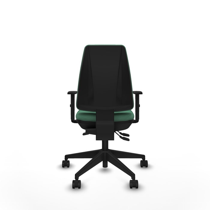 Chaise Elche Asynchrone Tissu Vert émeraude Base pyramidale noire Accoudoir 1D Sans appui-tête Roulettes 65mm nylon Chaise Elche Asynchrone Tissu Vert émeraude Base pyramidale noire Accoudoir 1D Sans appui-tête Roulettes 65mm nylon