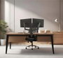 B-Tech BT7352 Flex Duo Support de Bureau Articulé Double Écran à Bras - Montage sans Outils, Gestion de Câbles, Hauteur et Inclinaison Réglables