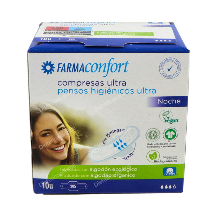 Farmaconfort Protège-Slip Nuit avec Ailes Algues, 10 Unités Farmaconfort Protège-Slip Nuit avec Ailes Algues, 10 Unités