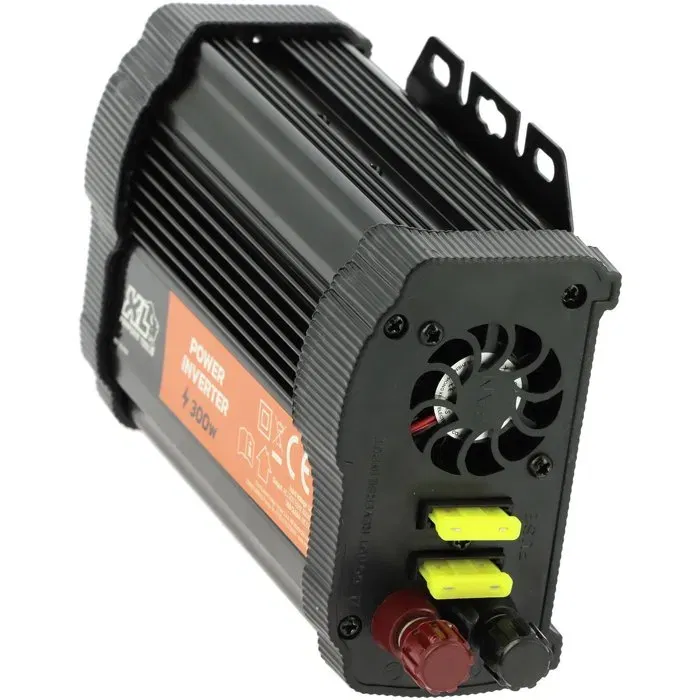 Xlpt Convertisseur de Tension 300W - DC 12V vers AC 230V - 2 Prises USB (2.1A) - Pour Véhicule - Avec Fusibles de Rechange et Câbles