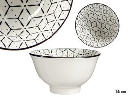 VESSIA Bol Grec Noir et Blanc en Porcelaine 16cm
