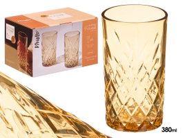 Vivalto Verre Troquelé Ambré 380 ml 7,6 x 13,5 x 7,6 cm (Set de 24)