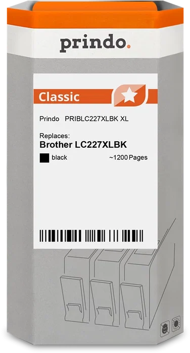 Prindo Classic XL Cartouche d'encre noire compatible Brother LC227XLBK (LC227XLBK) – 1200 pages Prindo Classic XL Cartouche d'encre noire compatible Brother LC227XLBK (LC227XLBK) – 1200 pages