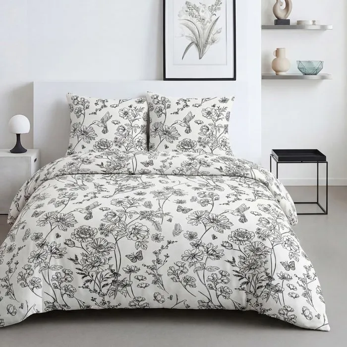Today Parure de lit imprimé floral blanc 260 x 240 cm Today Parure de lit imprimé floral blanc 260 x 240 cm