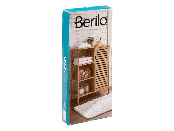 Berilo Meuble avec Porte Latérale 4 Étagères Bambou 60x85x33 cm
