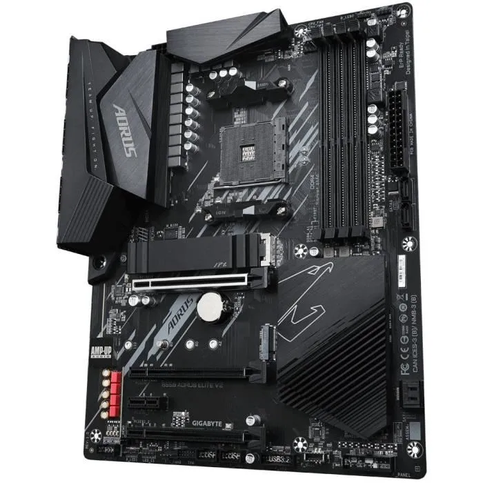 GIGABYTE B550 AORUS ELITE V2 Carte mère AMD AM4 (Ryzen 5000/3000) avec VRM 12+2 phases, DDR4 4733 MHz, PCIe 4.0 M.2, LAN 2.5GbE, USB 3.2 Gen 2 GIGABYTE B550 AORUS ELITE V2 Carte mère AMD AM4 (Ryzen 5000/3000) avec VRM 12+2 phases, DDR4 4733 MHz, PCIe 4.0 M.2, LAN 2.5GbE, USB 3.2 Gen 2