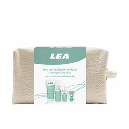 Lea - Kit d'épilation femme 5 pièces incluant gels exfoliant, épilatoire 3 en 1, post-épilatoire et mini machine Soft 5 avec trousse