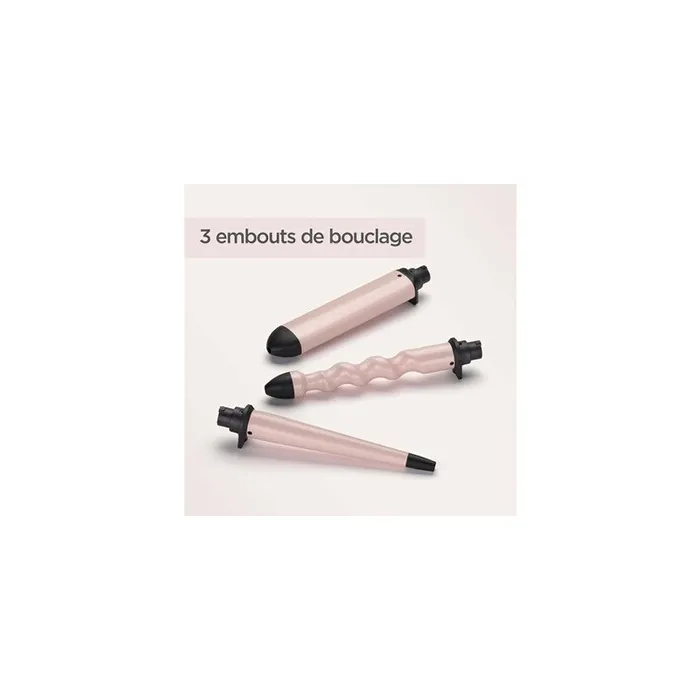 Babyliss MS750E Multistyler Curl and Wave Trio - Fer à boucler 3 en 1 avec embouts torsadé 25mm, conique 24-30mm et ovale 32mm pour boucles et effet plage Babyliss MS750E Multistyler Curl and Wave Trio - Fer à boucler 3 en 1 avec embouts torsadé 25mm, conique 24-30mm et ovale 32mm pour boucles et effet plage
