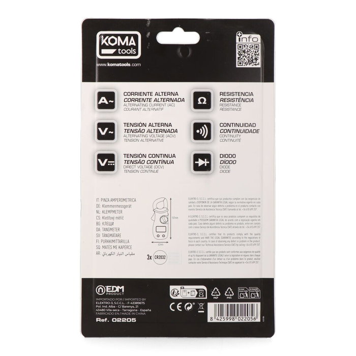 Koma Tools Pince ampèremétrique numérique CAT III 400 A 300 V, 61 x 32 x 151 mm, écran LCD