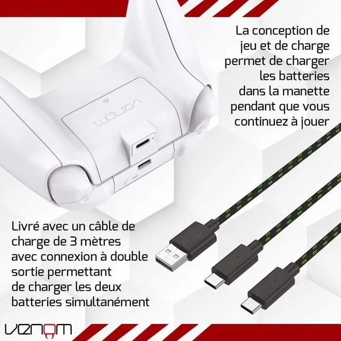 Venom Double batterie rechargeable pour manette Xbox Series X|S & One - Blanc