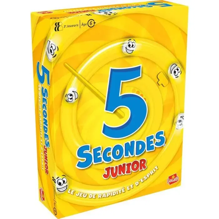 Goliath 5 Secondes Junior - Jeu de société pour enfants, jeu de rapidité et d'ambiance à partir de 6 ans avec minuteur, plateau et 400 questions