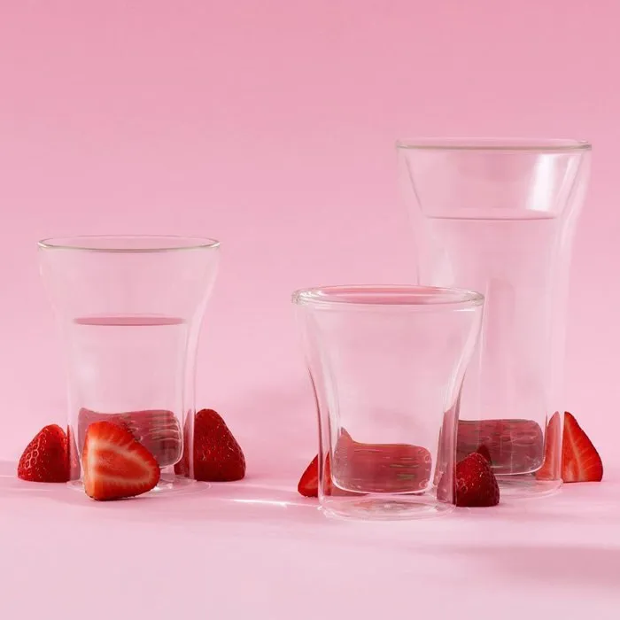 Bodum - Set de 2 Verres Double Paroi Assam - 0.25 L - Transparent - Verre Borosilicate Résistant à la Chaleur - Sans Condensation - Pour Boissons Chaudes et Froides