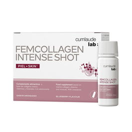 Cumlaude Lab FEMCOLLAGEN INTENSE SHOT Complément Alimentaire Beauté Peau avec Collagène Marin, Vitamines et Antioxydants - 7 Flacons