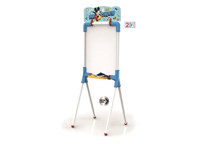 Chicos Pizarra Mickey Reversible Tableau à Craie et Magnétique pour Enfants 37 x 32 x 98 cm avec 12 Accessoires