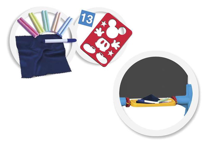 Chicos Pizarra Mickey Reversible Tableau à Craie et Magnétique pour Enfants 37 x 32 x 98 cm avec 12 Accessoires