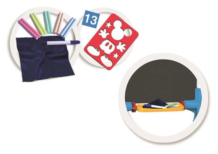 Chicos Pizarra Mickey Reversible Tableau à Craie et Magnétique pour Enfants 37 x 32 x 98 cm avec 12 Accessoires