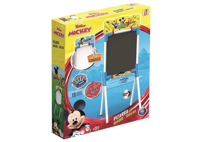 Chicos Pizarra Mickey Reversible Tableau à Craie et Magnétique pour Enfants 37 x 32 x 98 cm avec 12 Accessoires