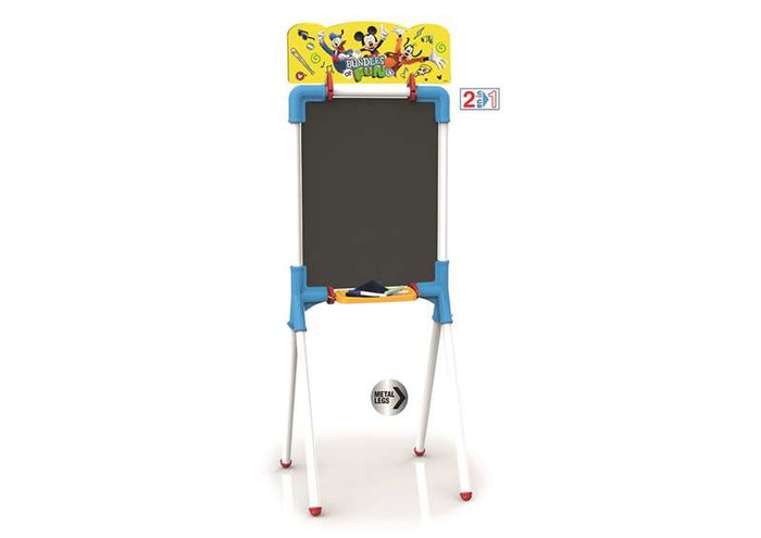 Chicos Pizarra Mickey Reversible Tableau à Craie et Magnétique pour Enfants 37 x 32 x 98 cm avec 12 Accessoires