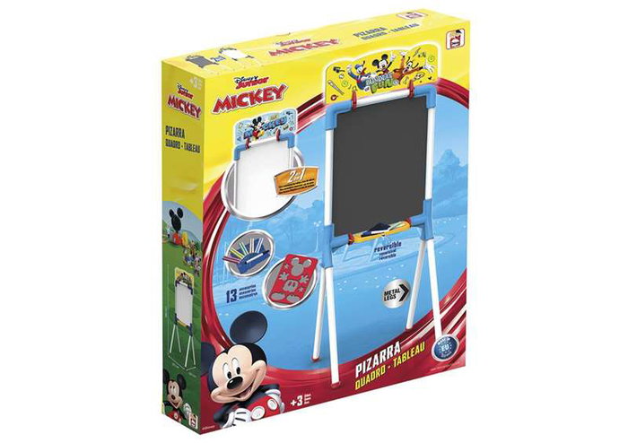 Chicos Pizarra Mickey Reversible Tableau à Craie et Magnétique pour Enfants 37 x 32 x 98 cm avec 12 Accessoires